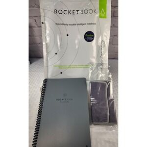 Rocketbook Smart Reusable Notebook Dot Grid Letter Gray Spiral Notebook New